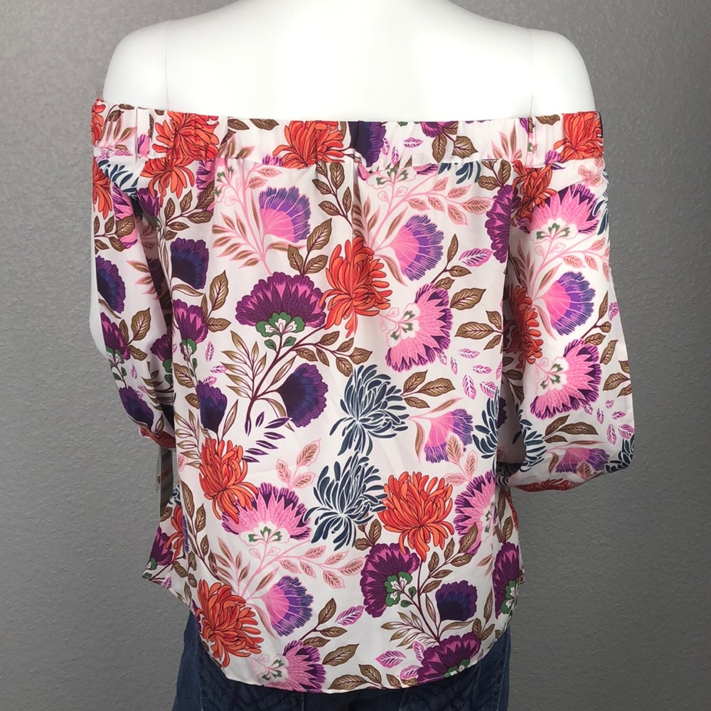 INC Floral Off Shoulder Open Sleeve Top Small & 3X - Picture 3 of 5